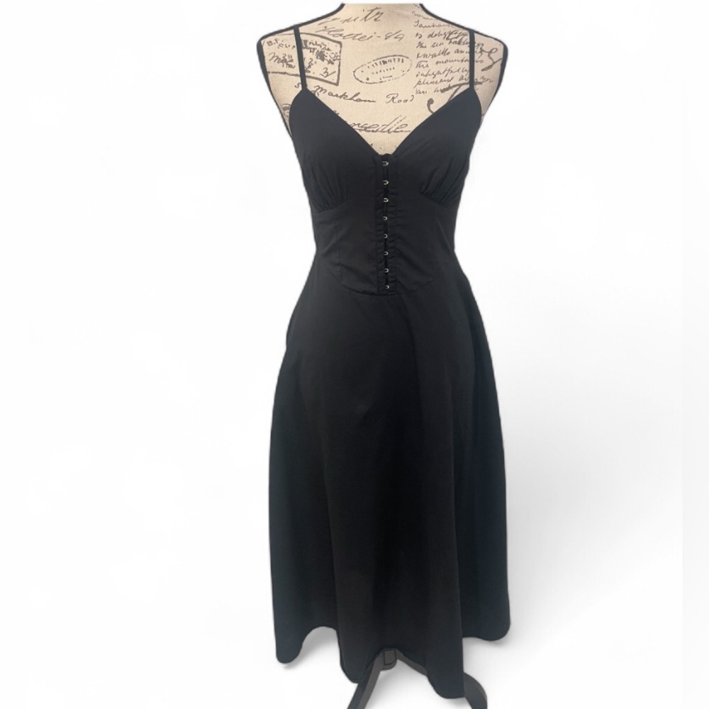 Sincerely Jules Black Midi Dress with Hook Front – Size XS (EUC) 🖤